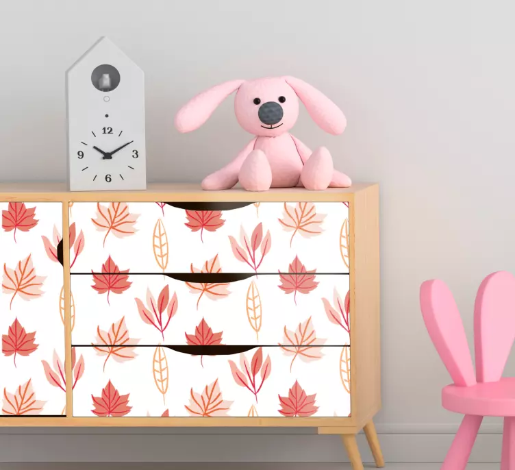 Pink automne leaves patterns furniture sticker - TenStickers