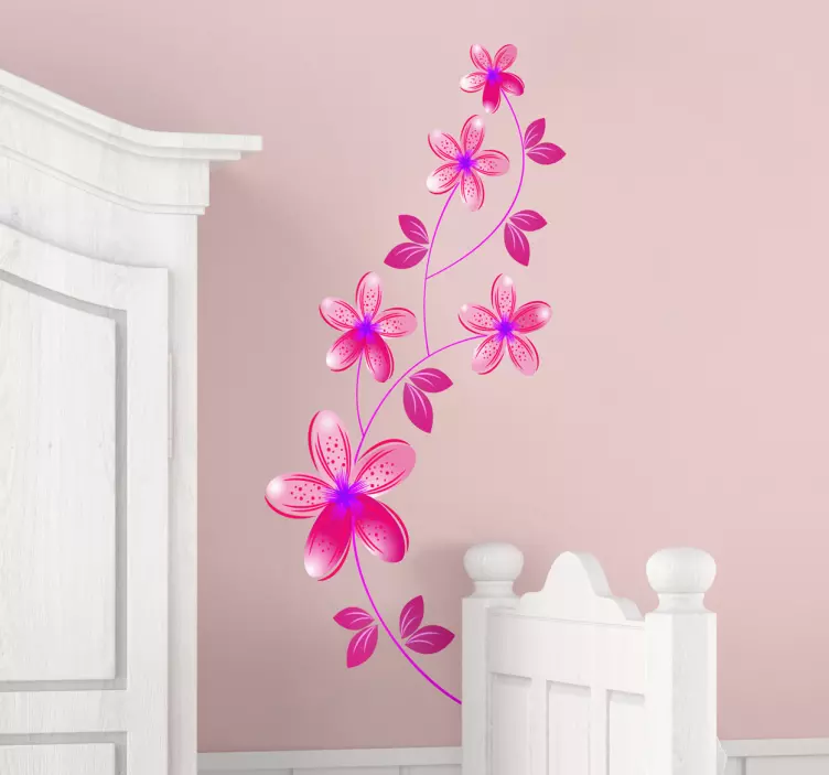 Pink Flowers Wall Sticker - TenStickers