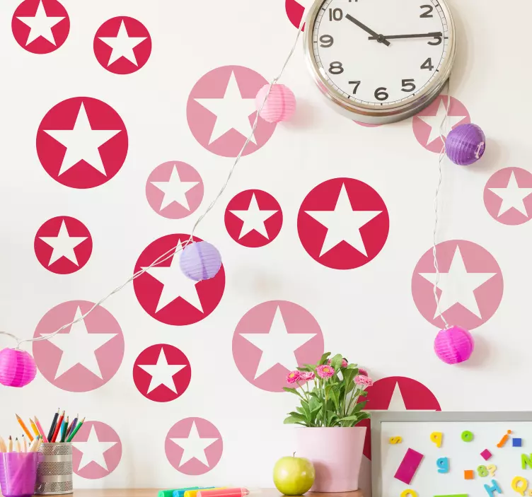 Pink Star Patterns geometric wall sticker - TenStickers