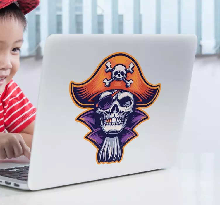 Pirate Skull Face Laptop sticker - TenStickers