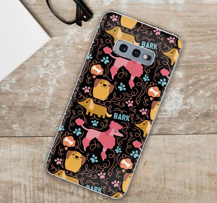 Playful Dog Pattern Samsung stickers - TenStickers