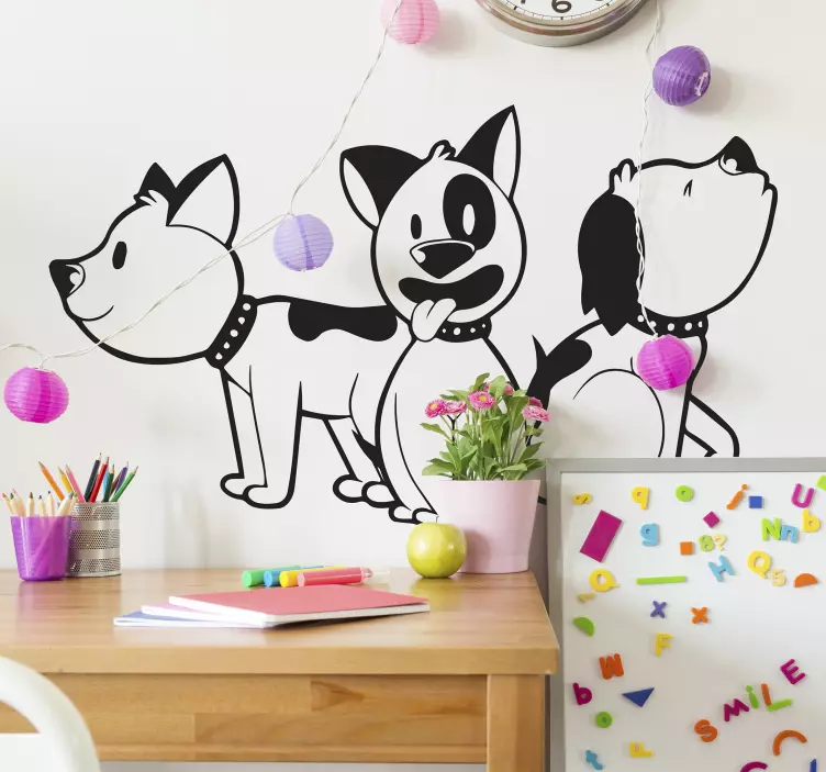 Playful Dog Trio cat sticker - TenStickers