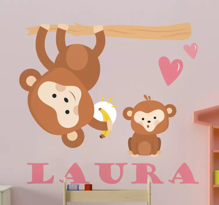 Playful Monkey Duo kid's sticker - TenStickers