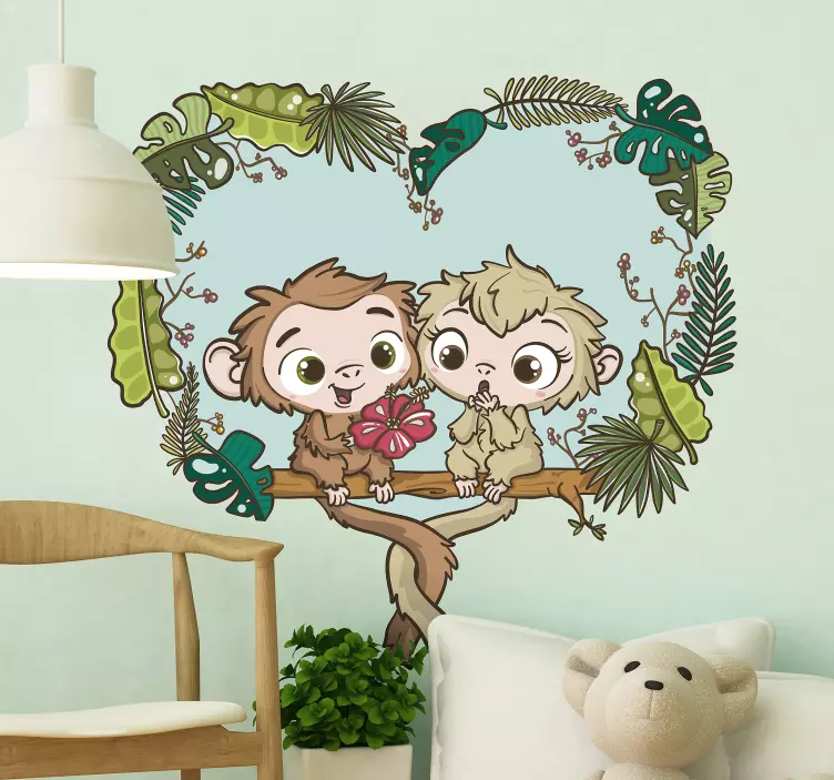 Playful Monkey Friends kid's sticker - TenStickers