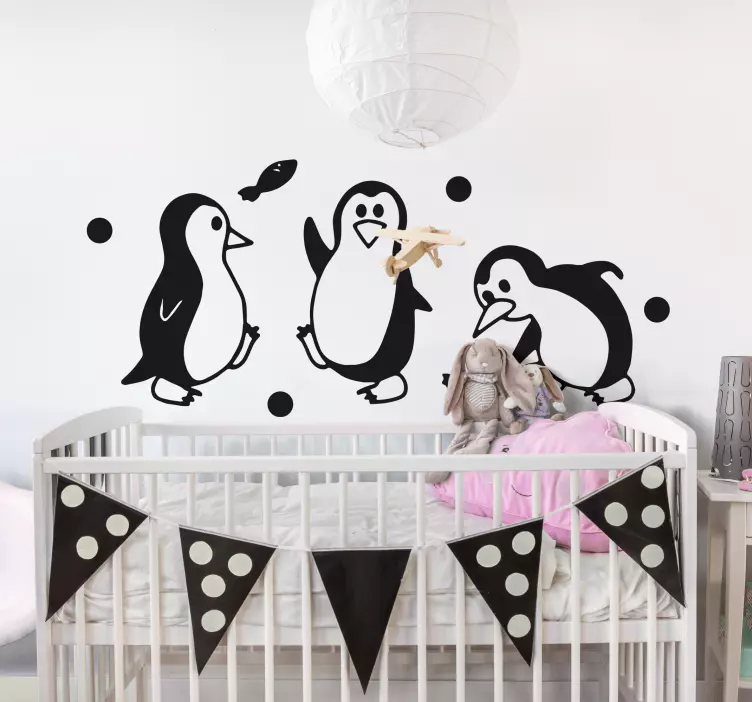 Playful Penguin Family kid's sticker - TenStickers