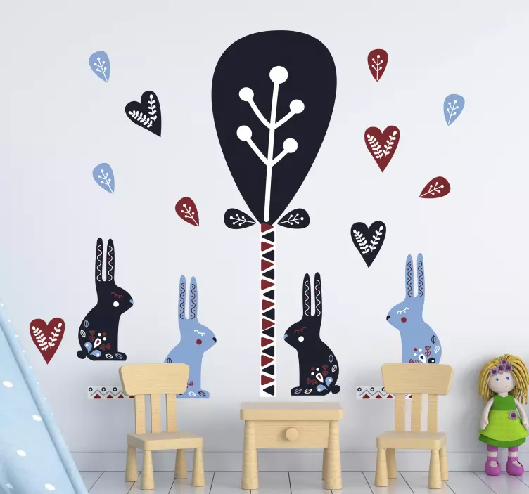 Playful Rabbit Motif kid's sticker - TenStickers