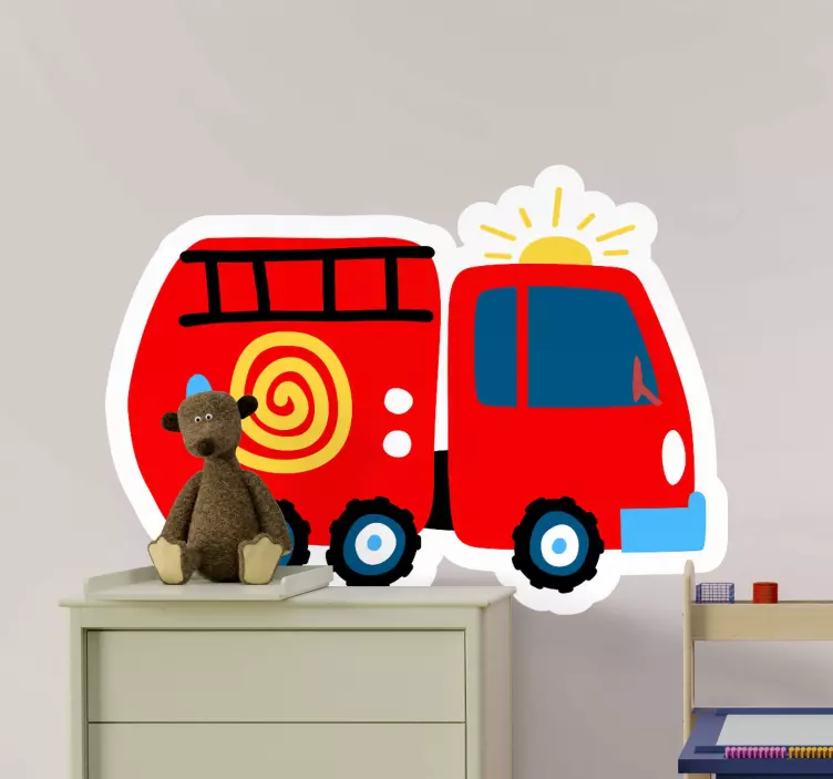Playful Red Vehicle kid's sticker - TenStickers