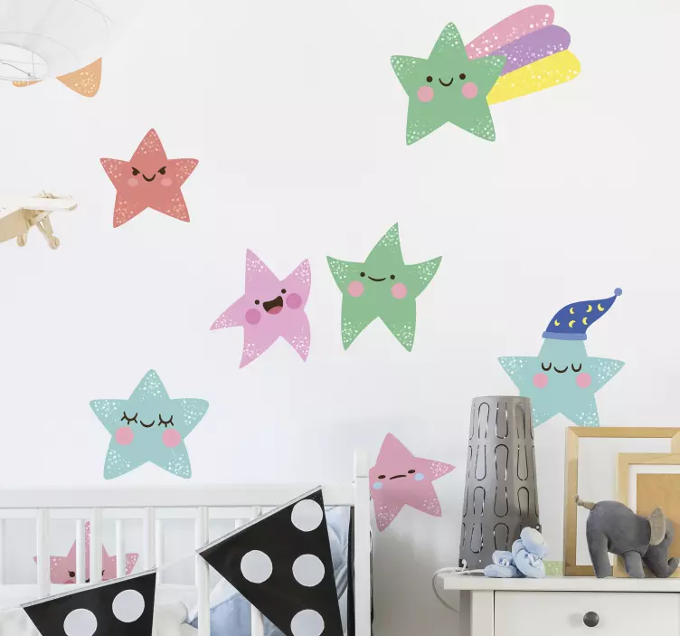 Playful Star Characters kid's sticker - TenStickers
