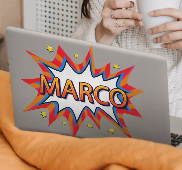 Personalize pop name comic laptop sticker - TenStickers