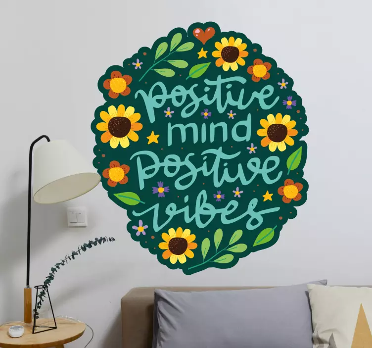 Positive Mind Positive Vibes wall stickers quotes - TenStickers