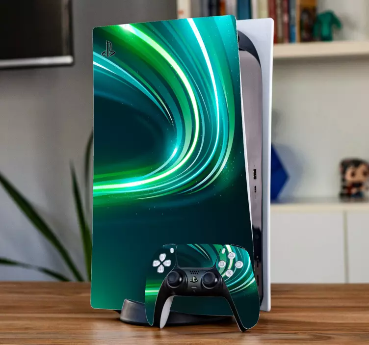 Ps5 skin dynamic green swirls - TenStickers