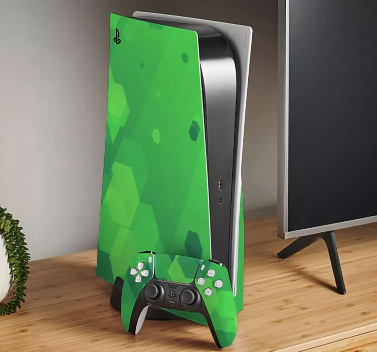 Ps5 skin hexagonal green pattern - TenStickers