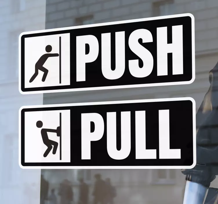 Push pull icon shop door sticker - TenStickers