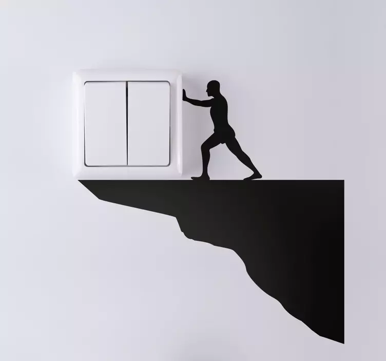 Pushing man silhouette decal - TenStickers