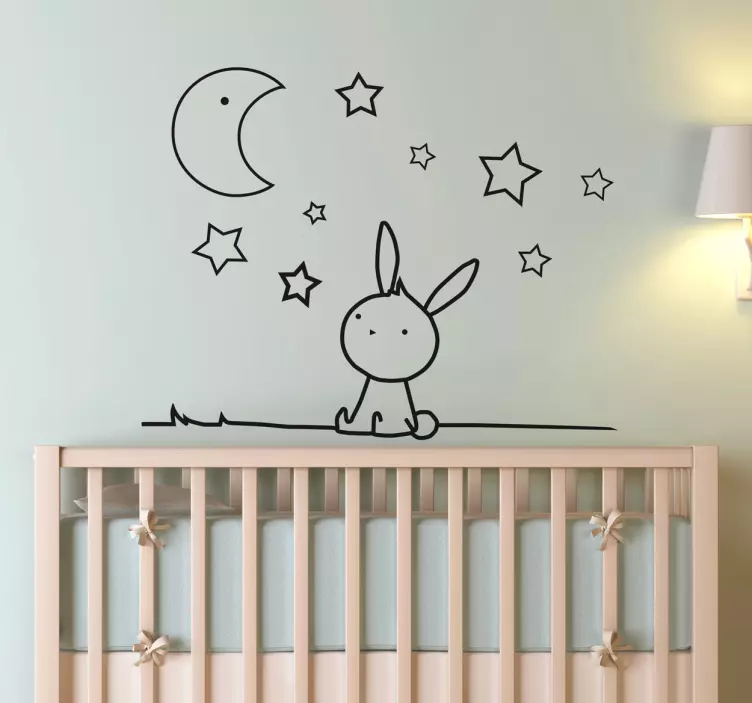 Rabbit Moon and Stars Wall Sticker - TenStickers