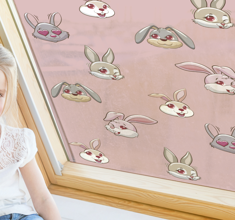Rabbit set clipart privacy film for window - TenStickers