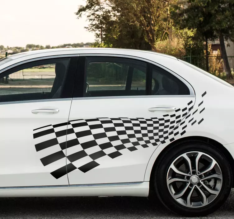 racing flag car sticker - TenStickers