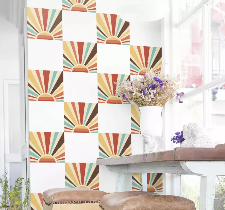 Radiant sun pattern decoration wall sticker - TenStickers