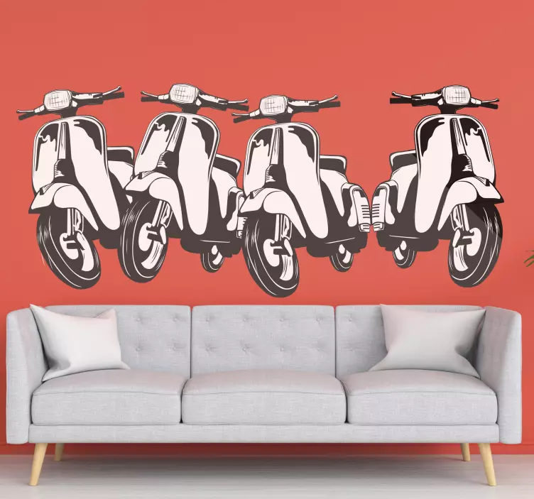 Retro Scooter Trio vehicle sticker - TenStickers