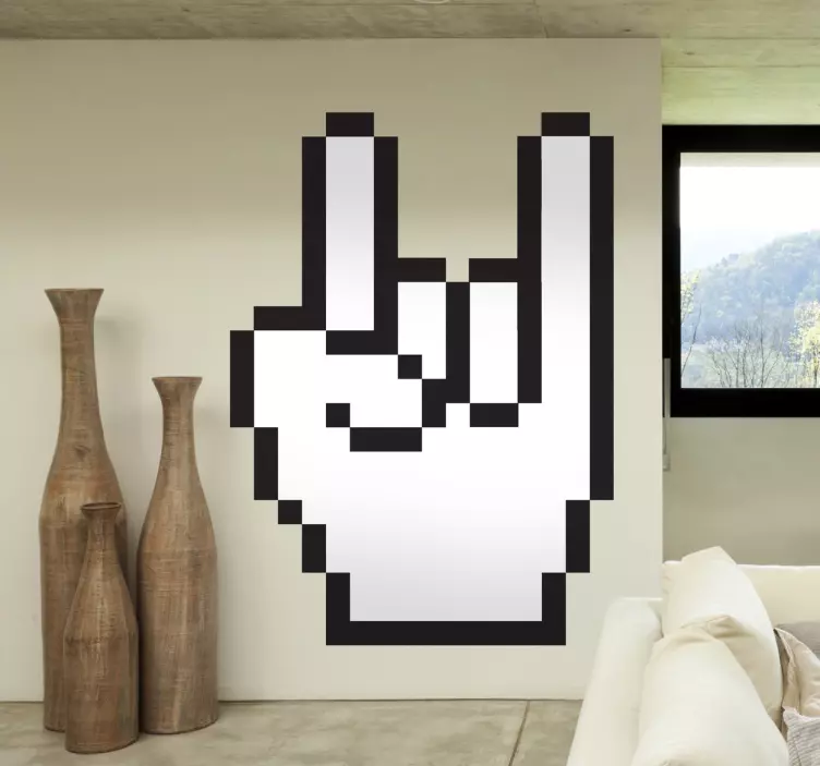 Rock Horn Hand Cursor Wall Sticker - TenStickers