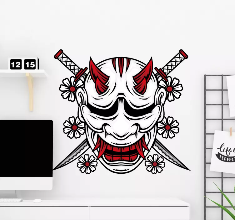 Samurai mask design politics stickers - TenStickers