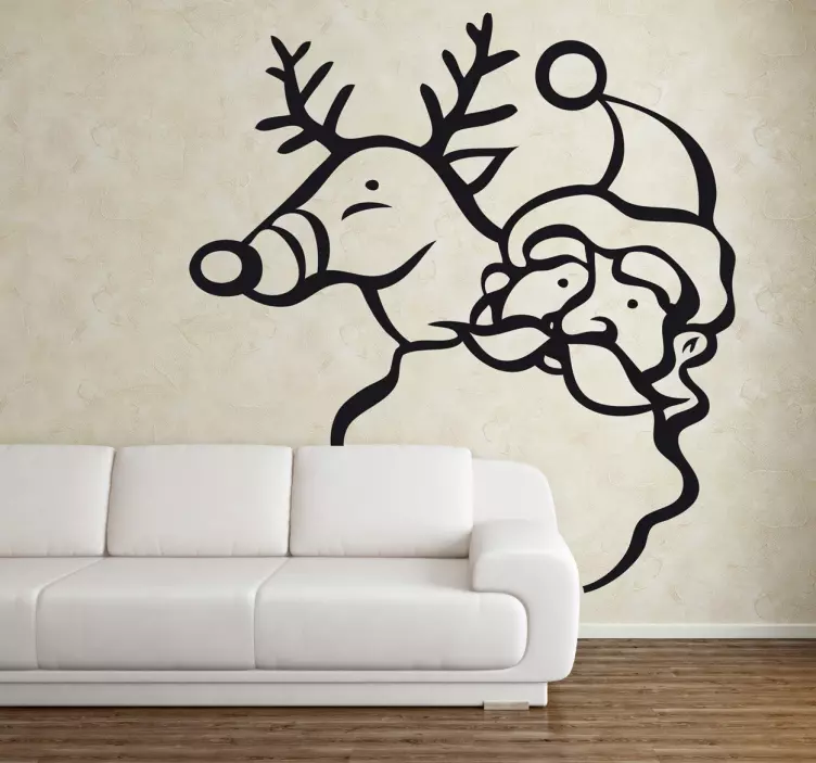 Santa and Rudolf Wall Sticker - TenStickers