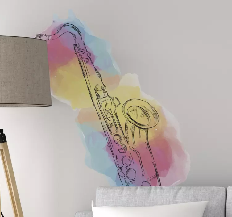 Saxophone Color Splash music stickers - TenStickers
