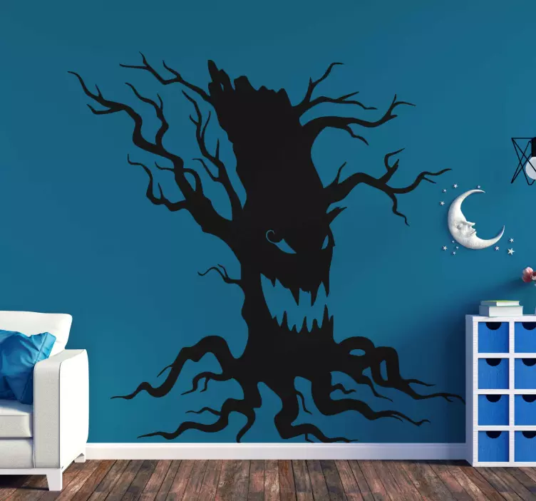 Scary Halloween angry tree halloween sticker - TenStickers