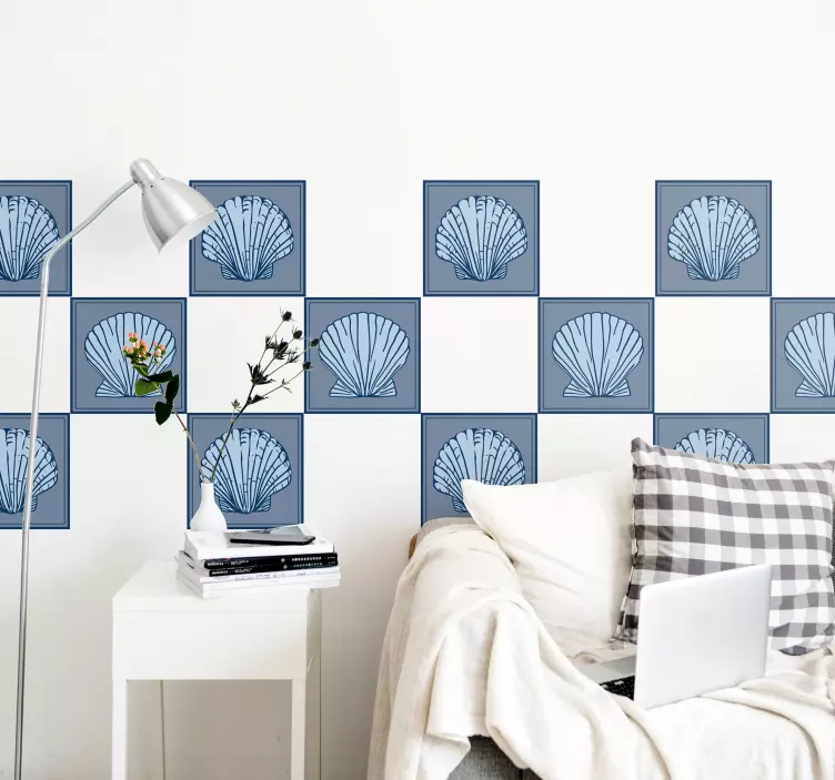 Seashell pattern tile sticker - TenStickers