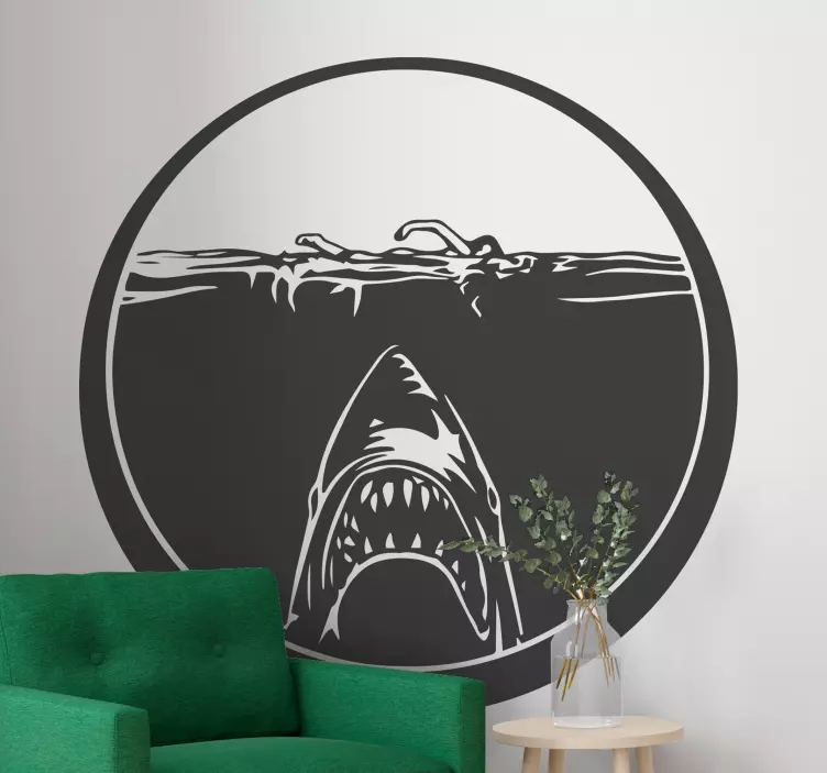 Shark hunting fish sticker - TenStickers