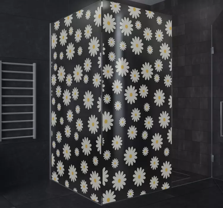 Shower screen sticker daisy patterned design - TenStickers