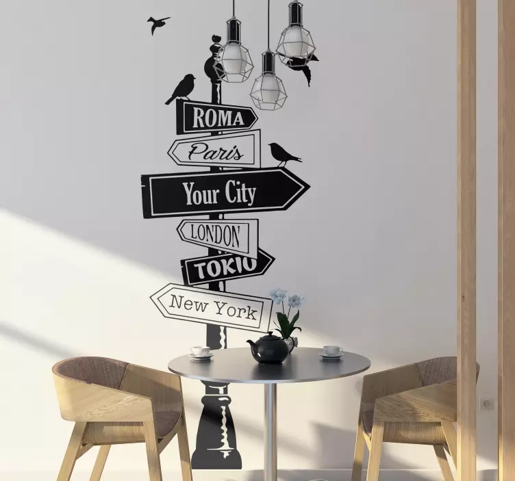 Sign with Custom Location wall sticker - TenStickers