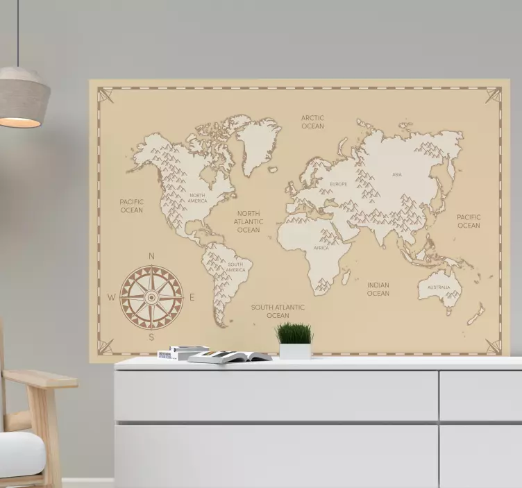 Silhouette of continent names  world map sticker - TenStickers