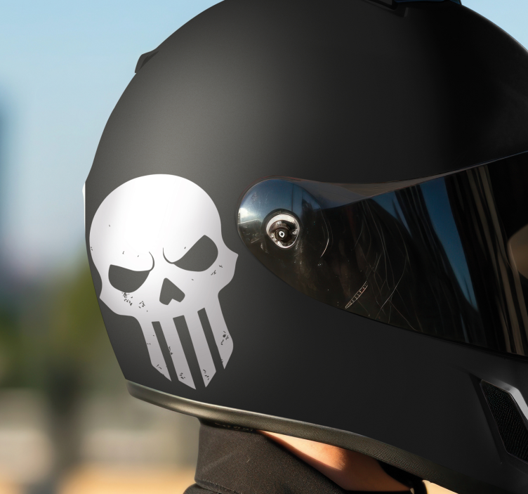 Skull helmet design motorcycle sticker - TenStickers