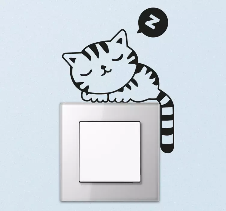 Sleepy cat light switch sticker - TenStickers