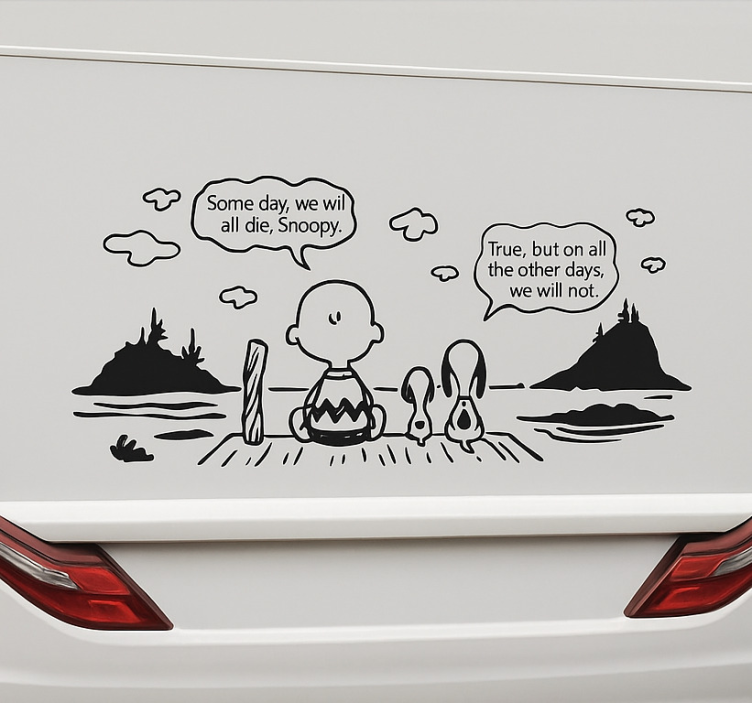 Snoopy and Charlie lake  campervan decal - TenStickers
