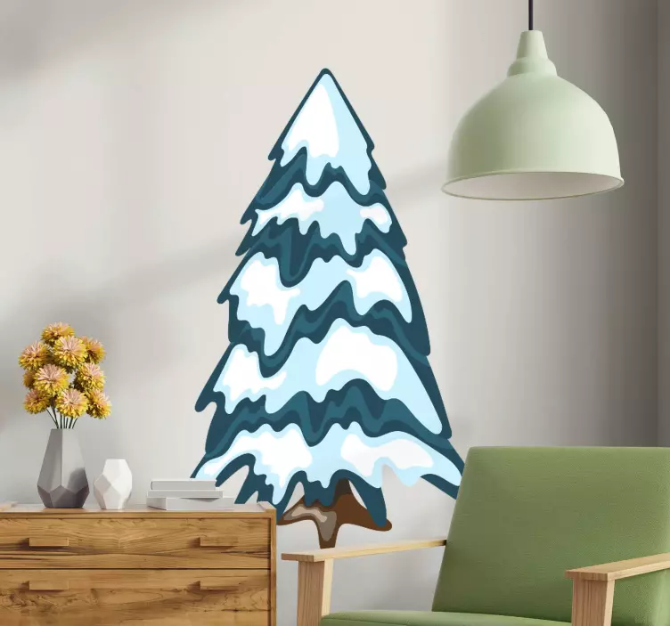 Snowy Evergreen Tree nature wall sticker - TenStickers