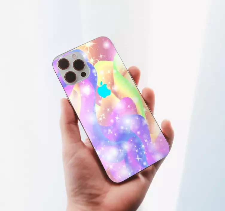 Sparkling Color Waves iPhone sticker - TenStickers