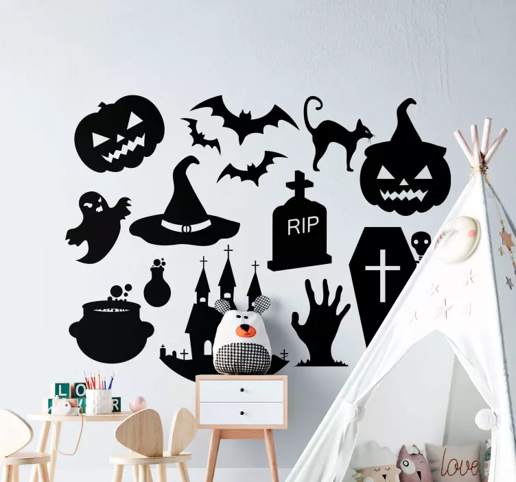 Spooky Halloween Symbols holiday sticker - TenStickers