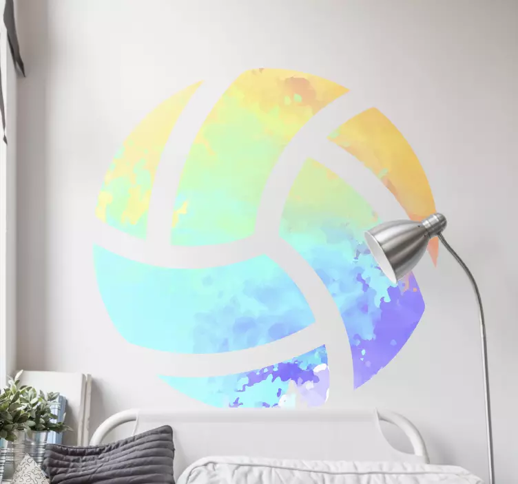 Sports wall sticker colorful volleyball design - TenStickers