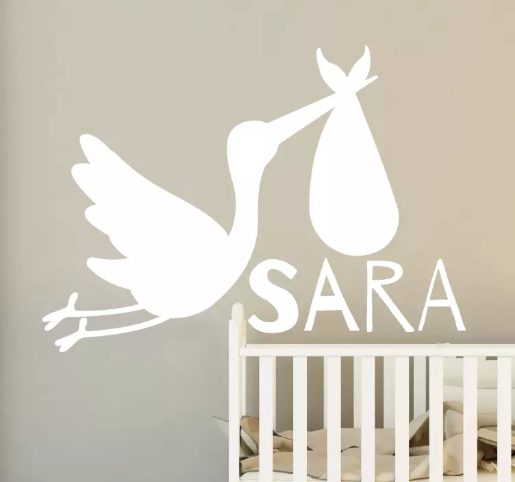 STORK DELIVERING NEWBORN NAME pet sticker - TenStickers