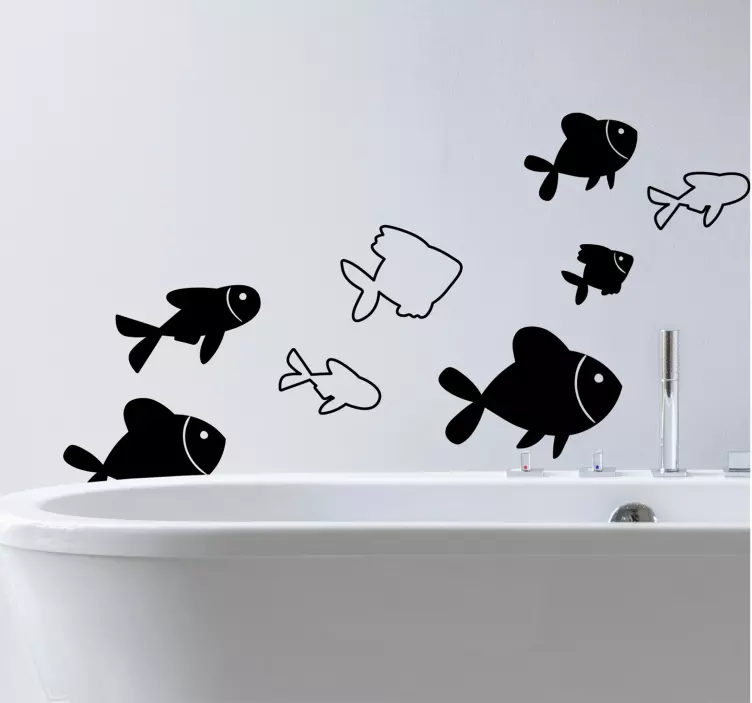 Stylized Underwater Creatures bathroom wall sticker - TenStickers