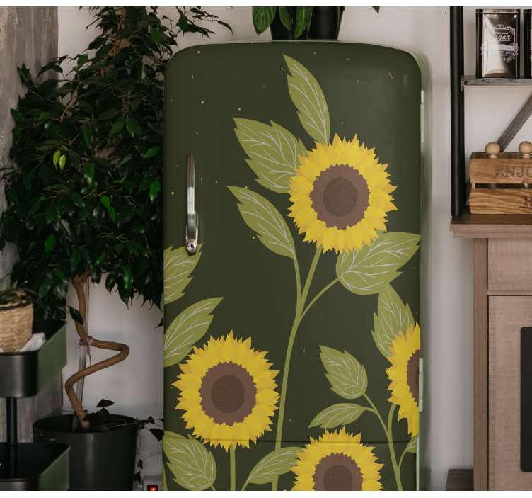 Sunflower Fridge Wrap flower wall sticker - TenStickers