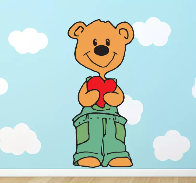 Teddy Bear with Heart Wall Sticker - TenStickers