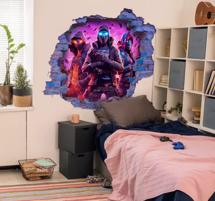 three masked warriors 3D wall sticker - TenStickers