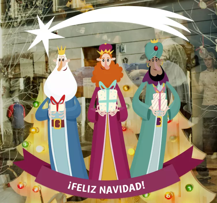 Three wise men window Christmas sticker - TenStickers