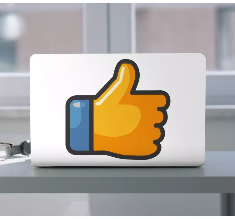 Thumbs up in blue laptop skin - TenStickers