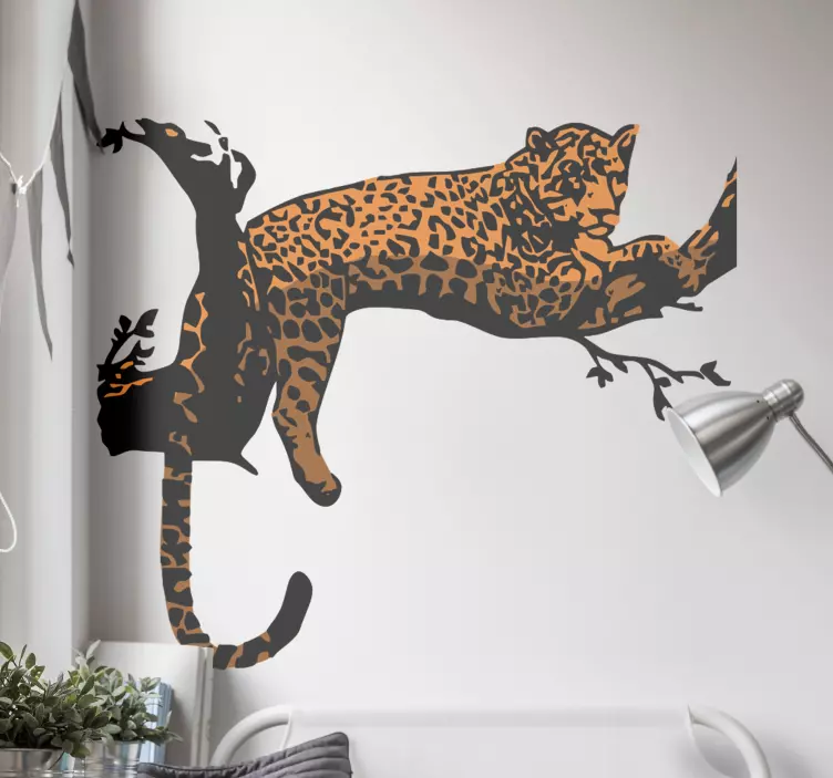 Tiger laying on tree wild animal decal - TenStickers