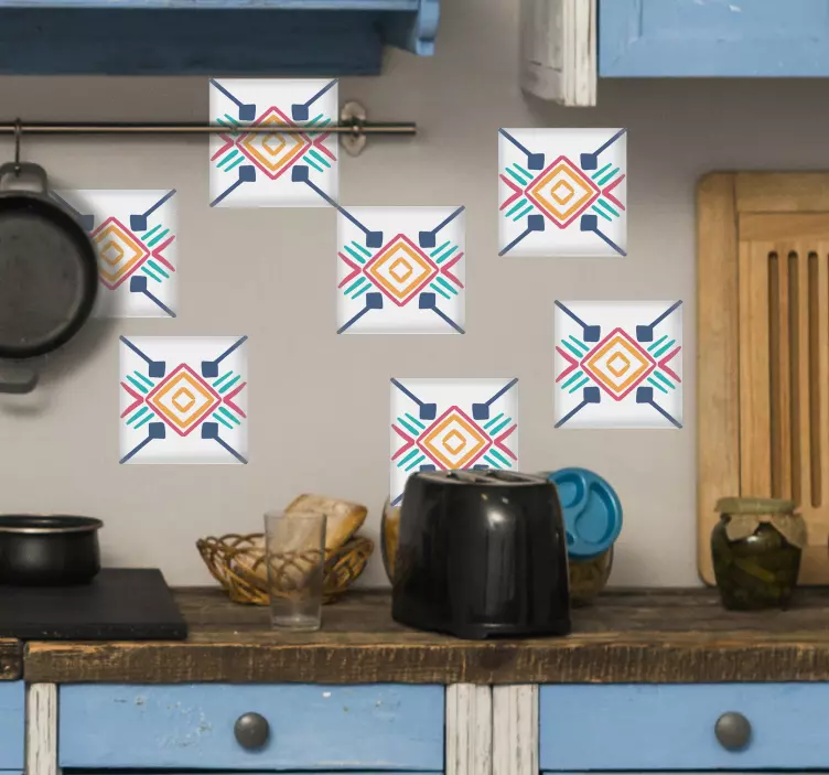 Tile sticker geometric colorful pattern - TenStickers