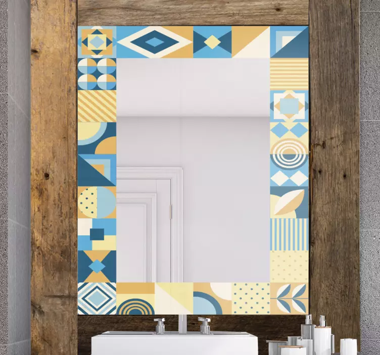 Tiles Frame color mirror sticker - TenStickers